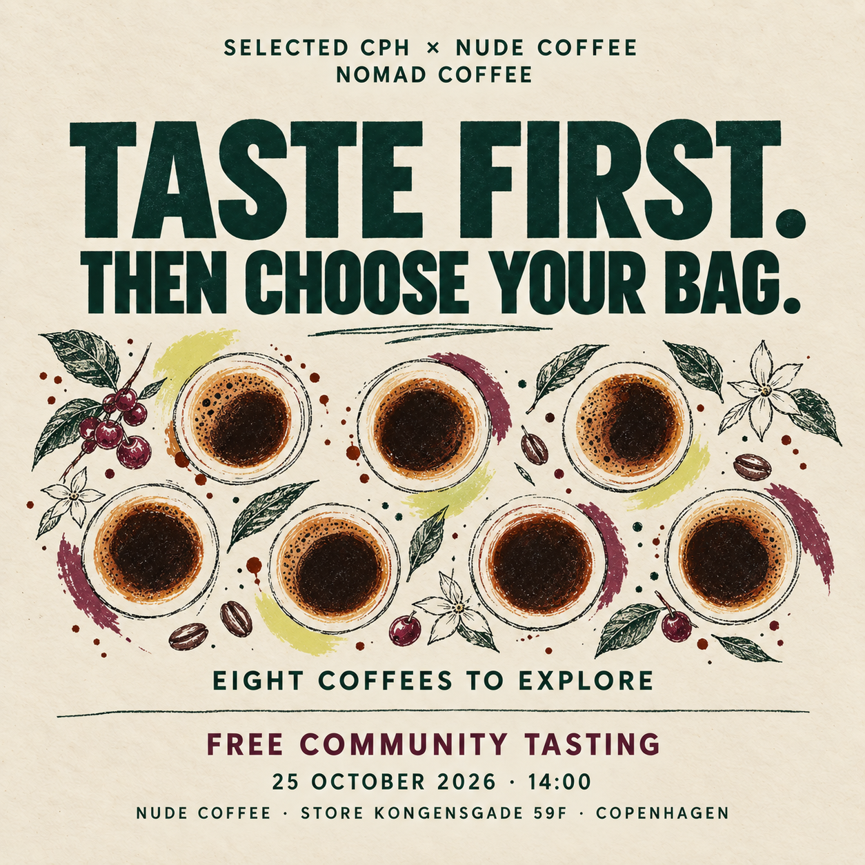 Free Nomad Coffee tasting at Nude Coffee — taste the range, then choose your favourites